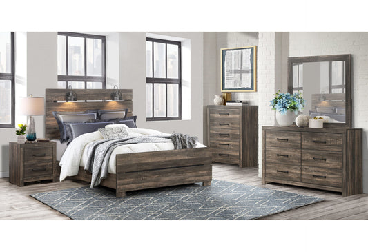 BED, DRESSER, MIRROR, CHEST, & NIGHTSTAND